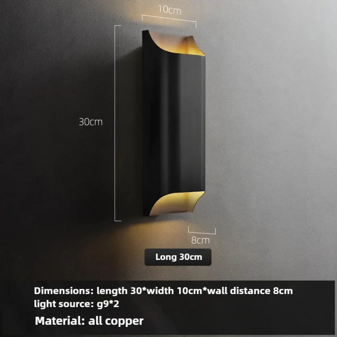 Applique murale LED métal noir et doré culot E14 4 tailles — vue 9