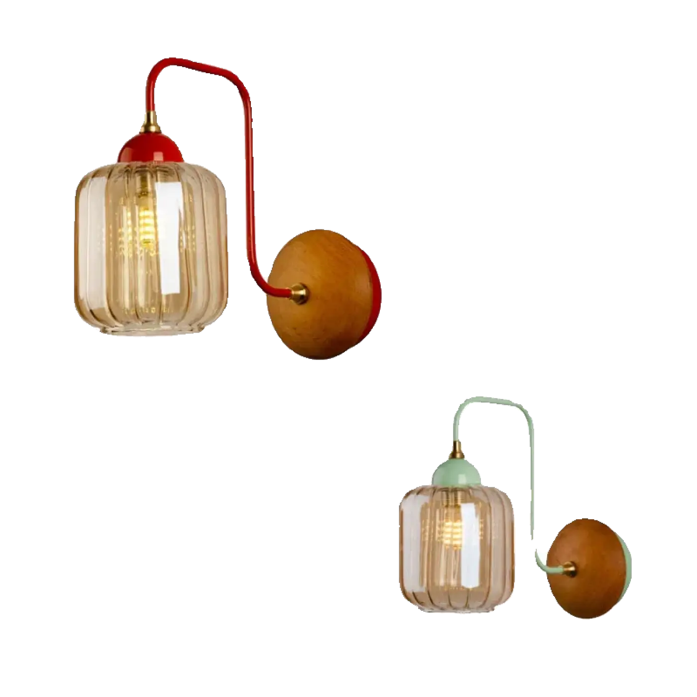 Applique murale LED minimaliste en verre et support bois — vue 3