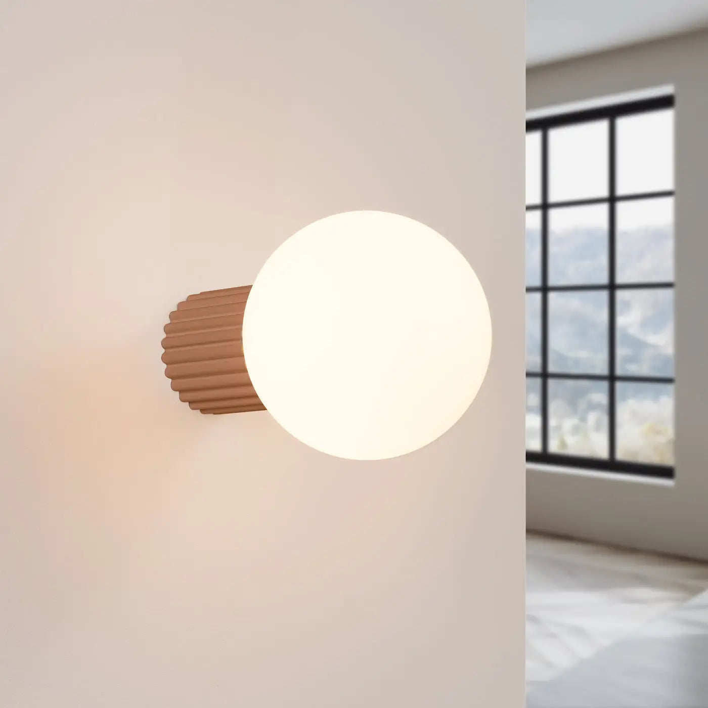 Applique murale LED moka globe opalin blanc chaud — vue 1