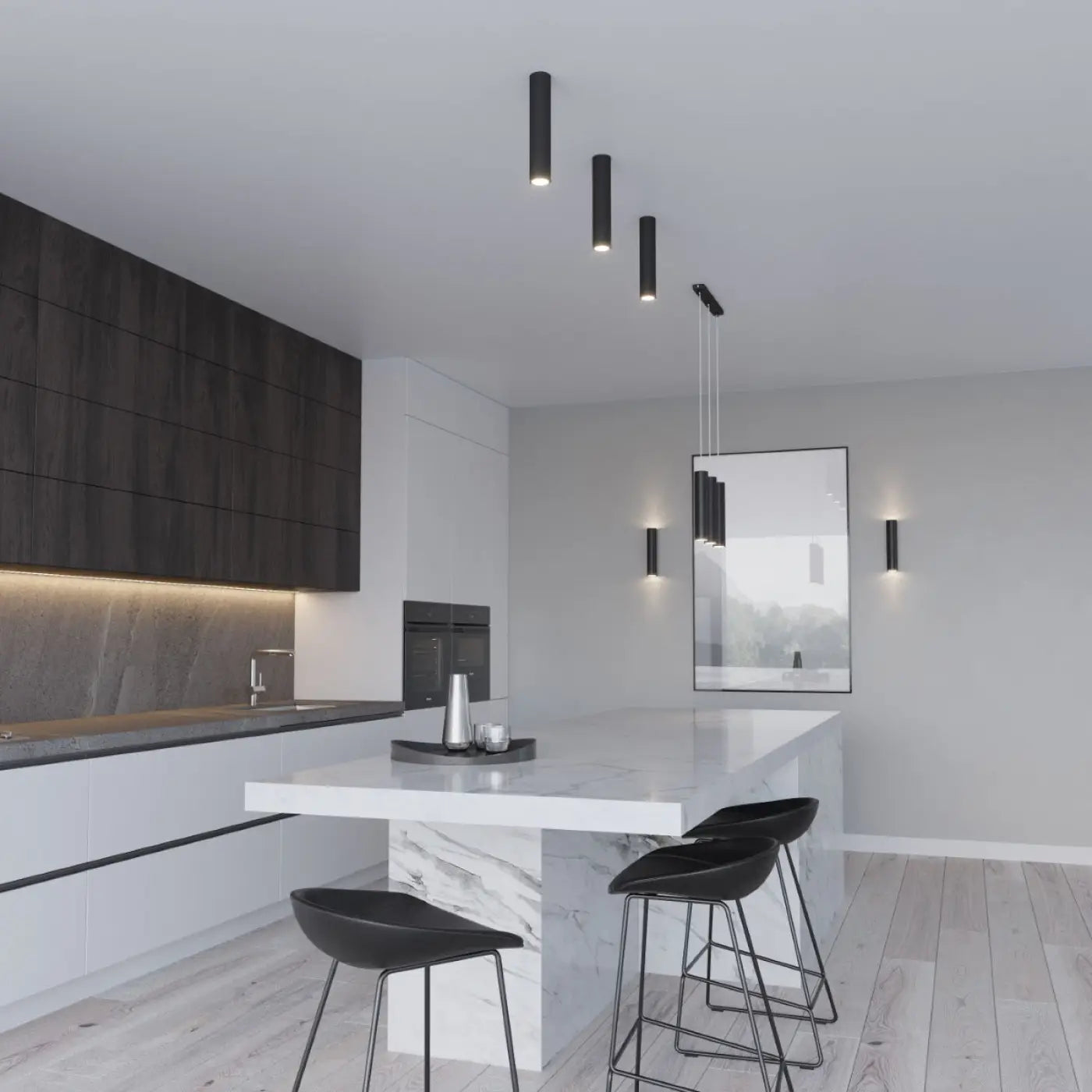 Applique murale LED noire 2 lumières en acier tubulaire — vue 6