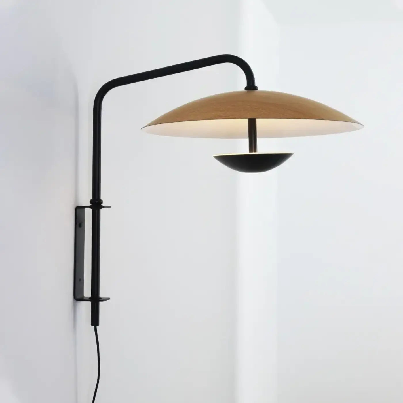 Applique murale LED noire à abat-jour rond vintage — vue 1