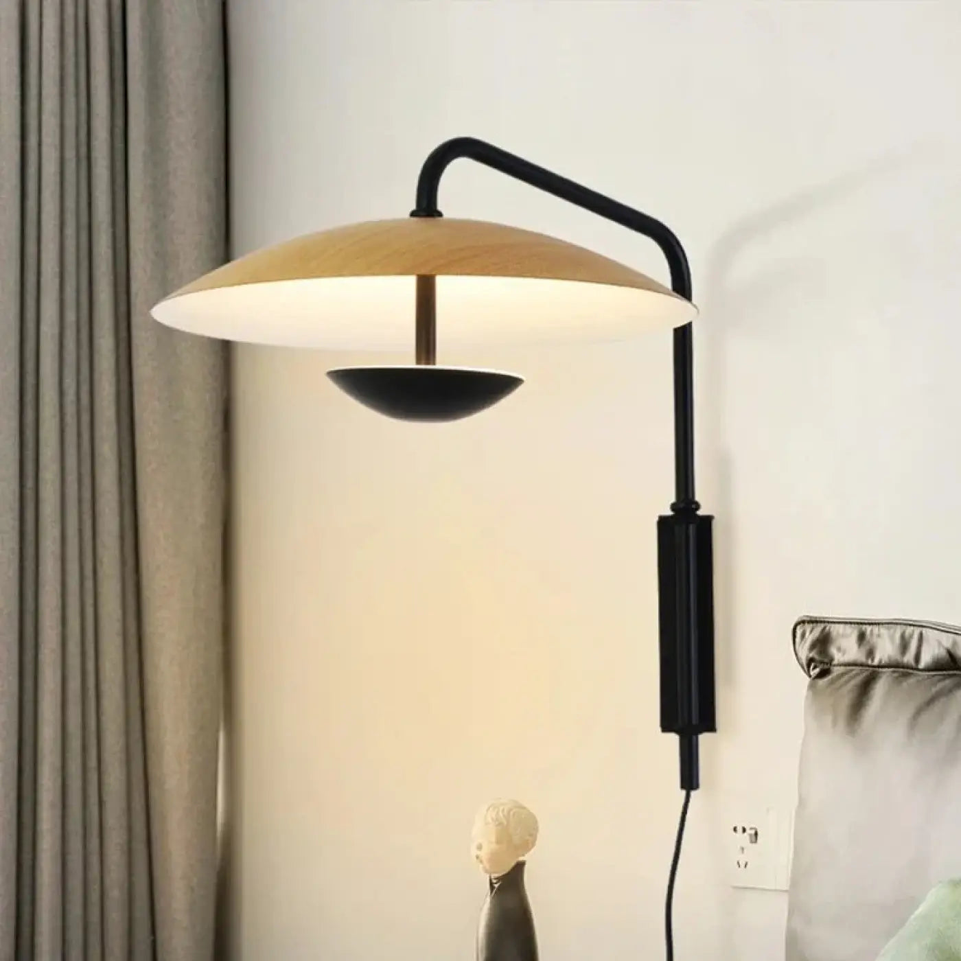 Applique murale LED noire à abat-jour rond vintage — vue 2