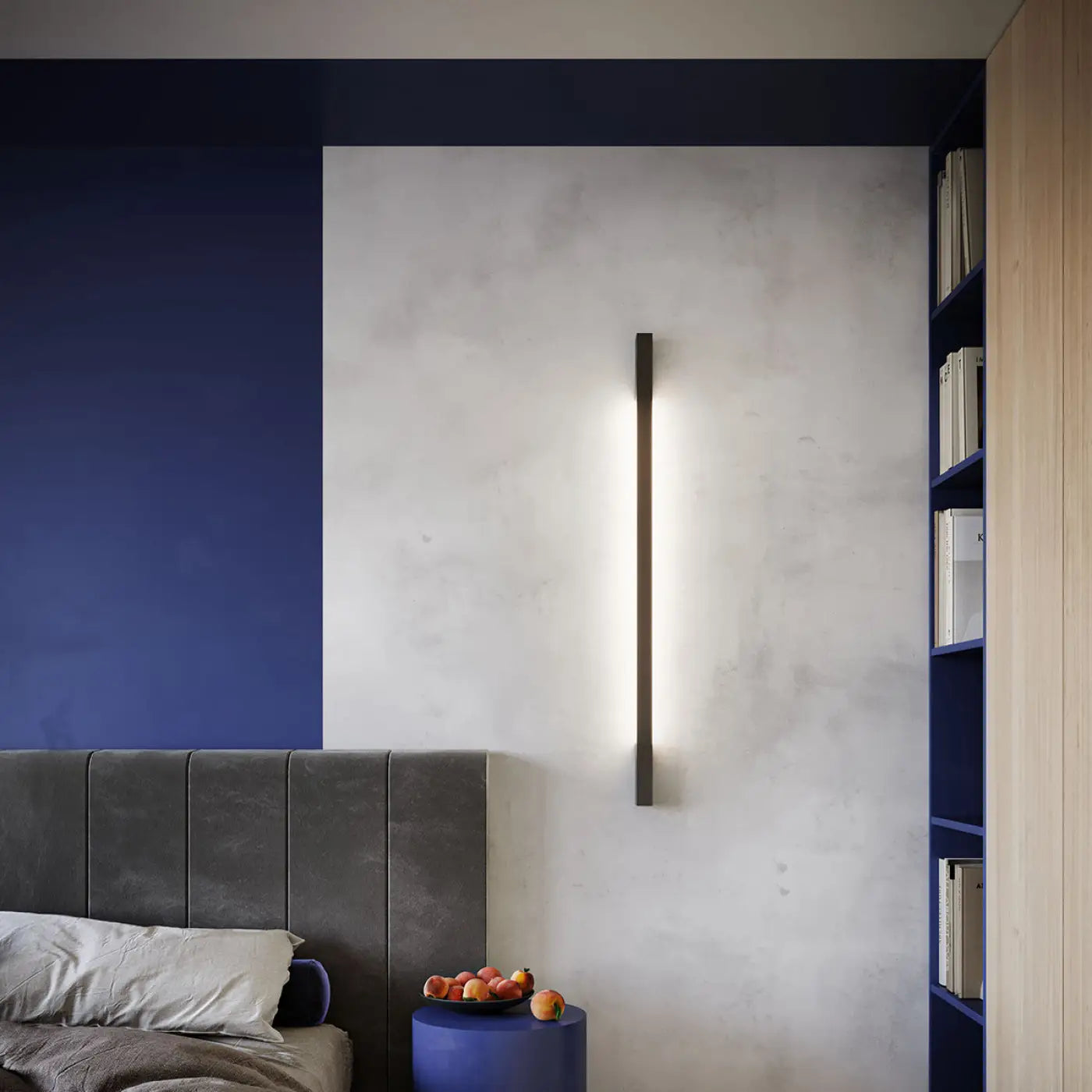 Applique murale LED noire aluminium verticale — vue 1