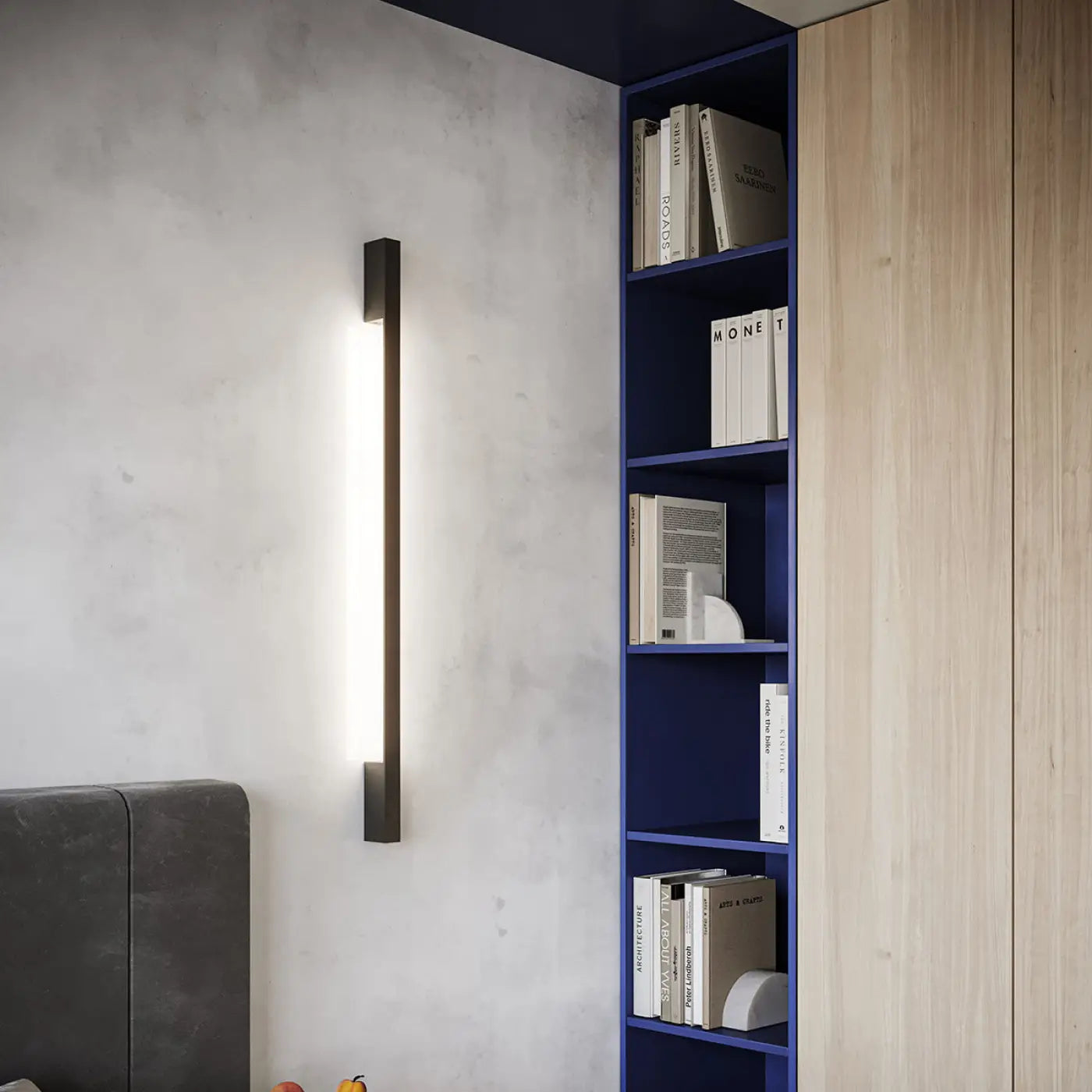 Applique murale LED noire aluminium verticale — vue 2