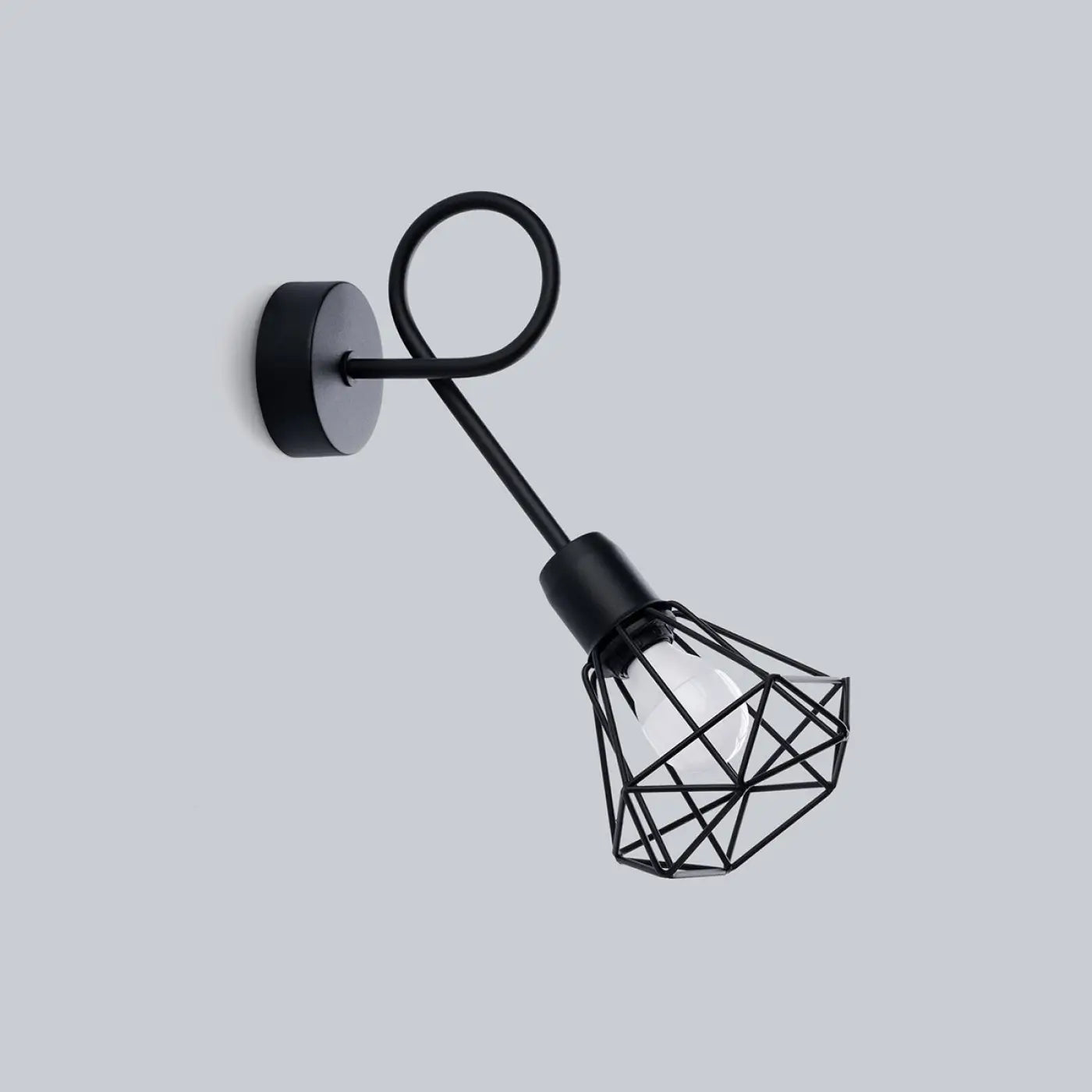 Applique murale LED noire cage géométrique style industriel — vue 2