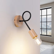 Applique murale LED noire en bois et métal blanc chaud — vue 1