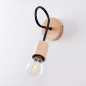 Applique murale LED noire en bois et métal blanc chaud — vue 3