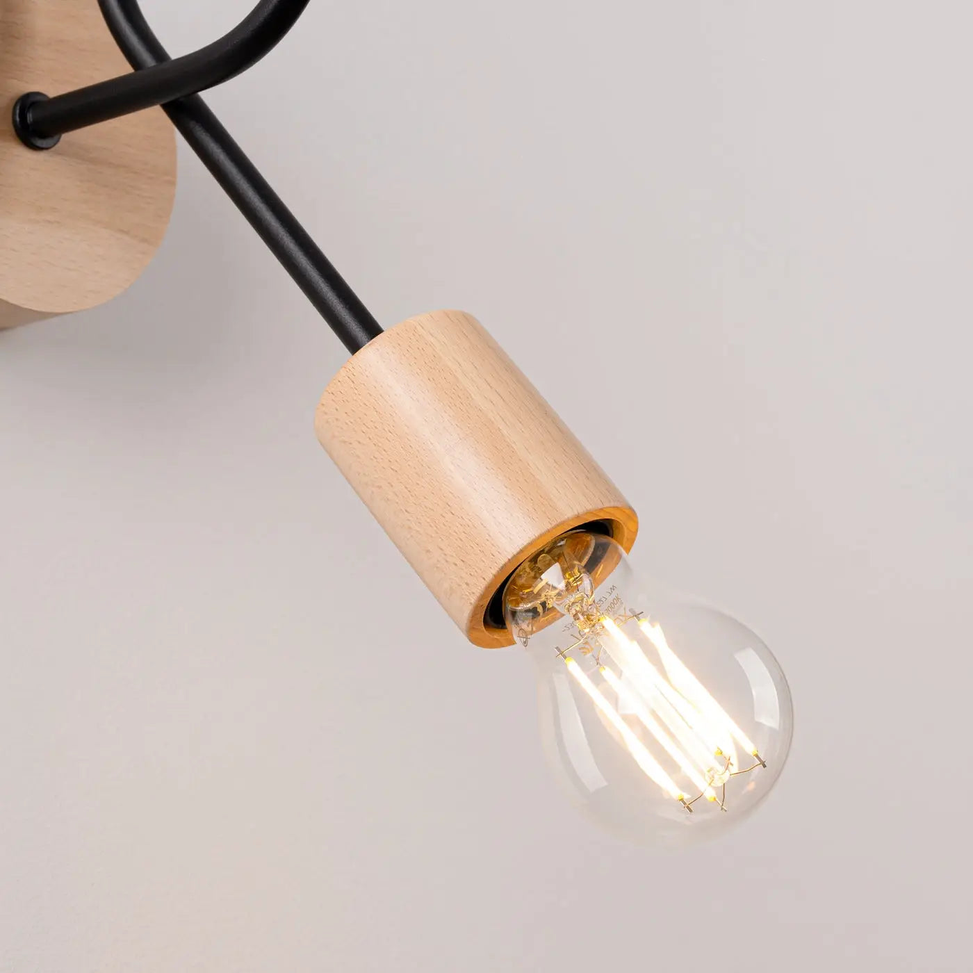 Applique murale LED noire en bois et métal blanc chaud — vue 4