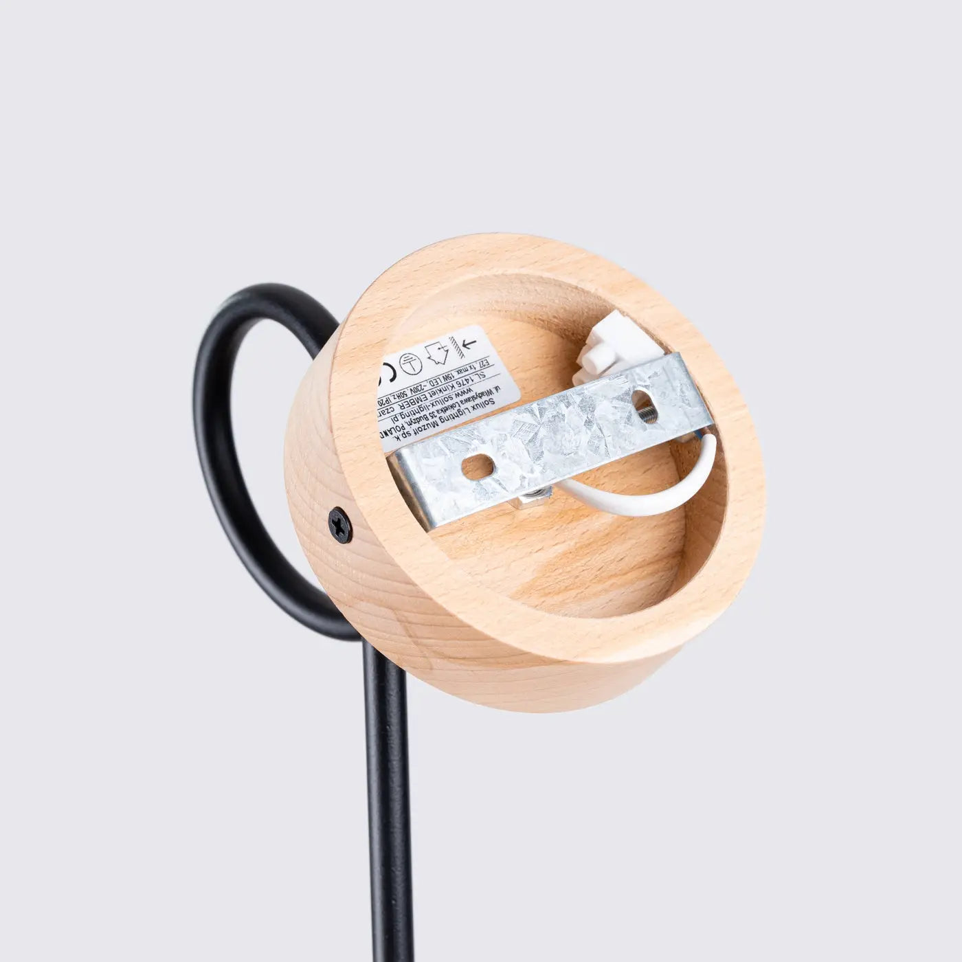 Applique murale LED noire en bois et métal blanc chaud — vue 6