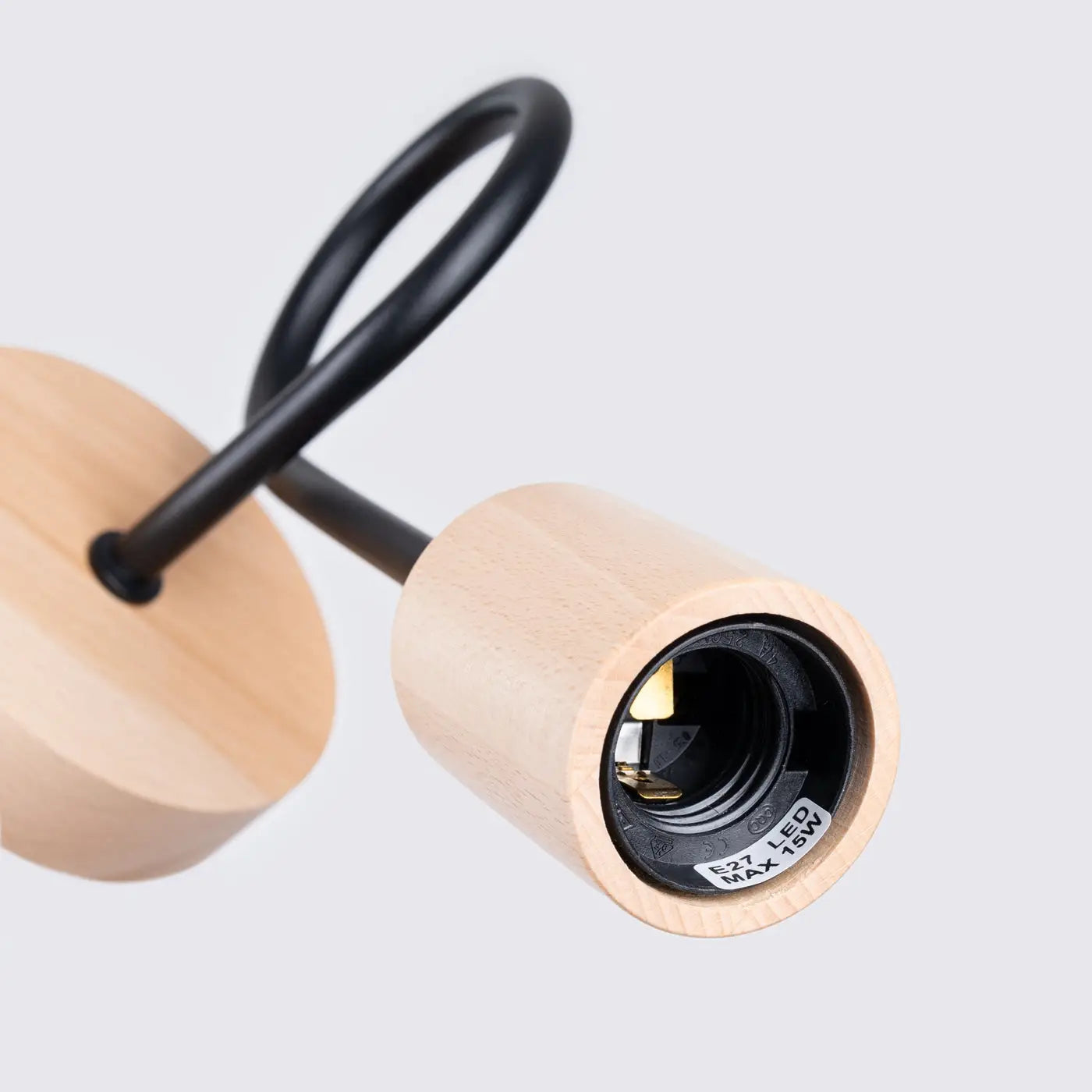 Applique murale LED noire en bois et métal blanc chaud — vue 7