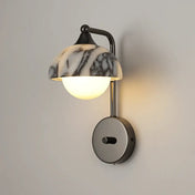 Applique murale LED noire en métal et marbre pour salon — vue 2