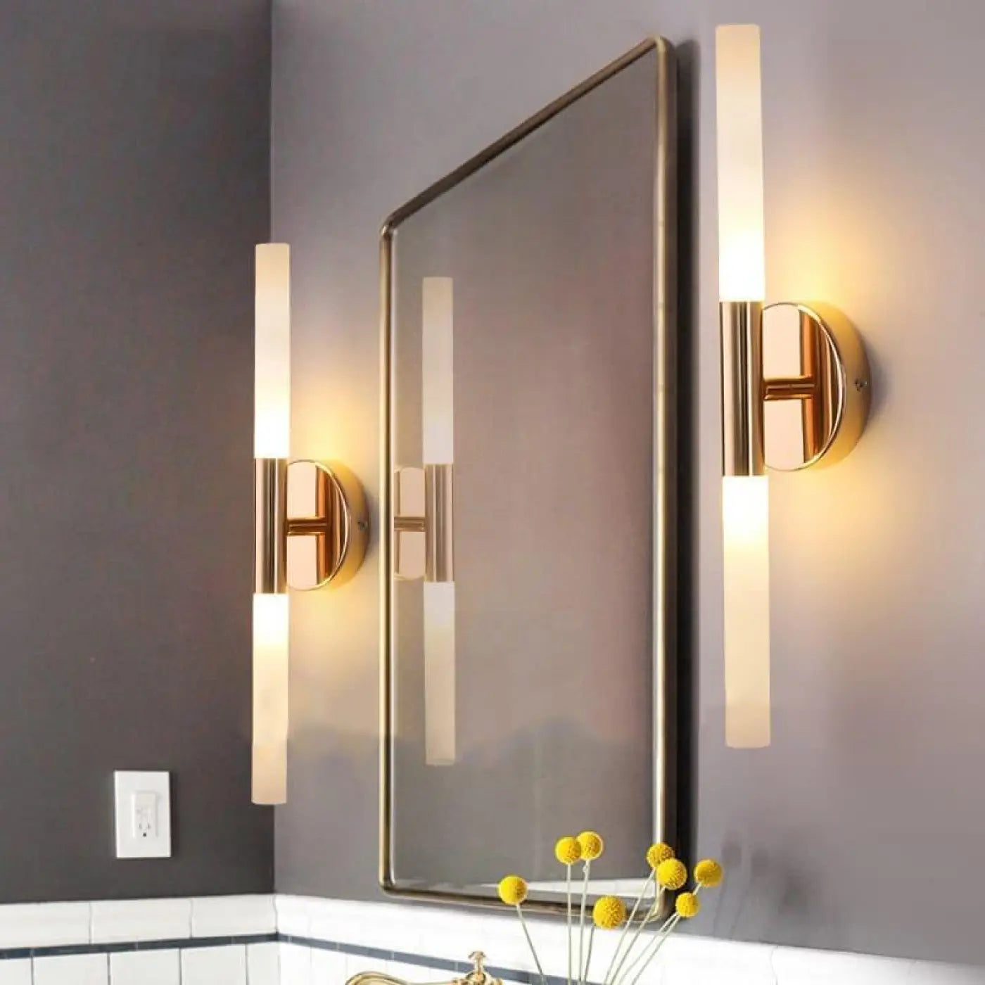 Applique murale LED noire et dorée Art Déco IP44 — vue 1