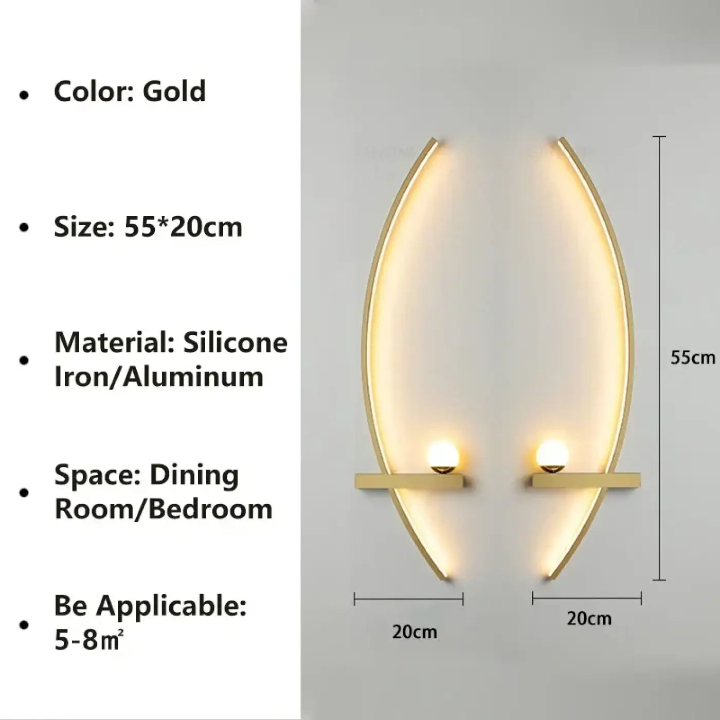 Applique murale LED noire et dorée en aluminium verticale — vue 5