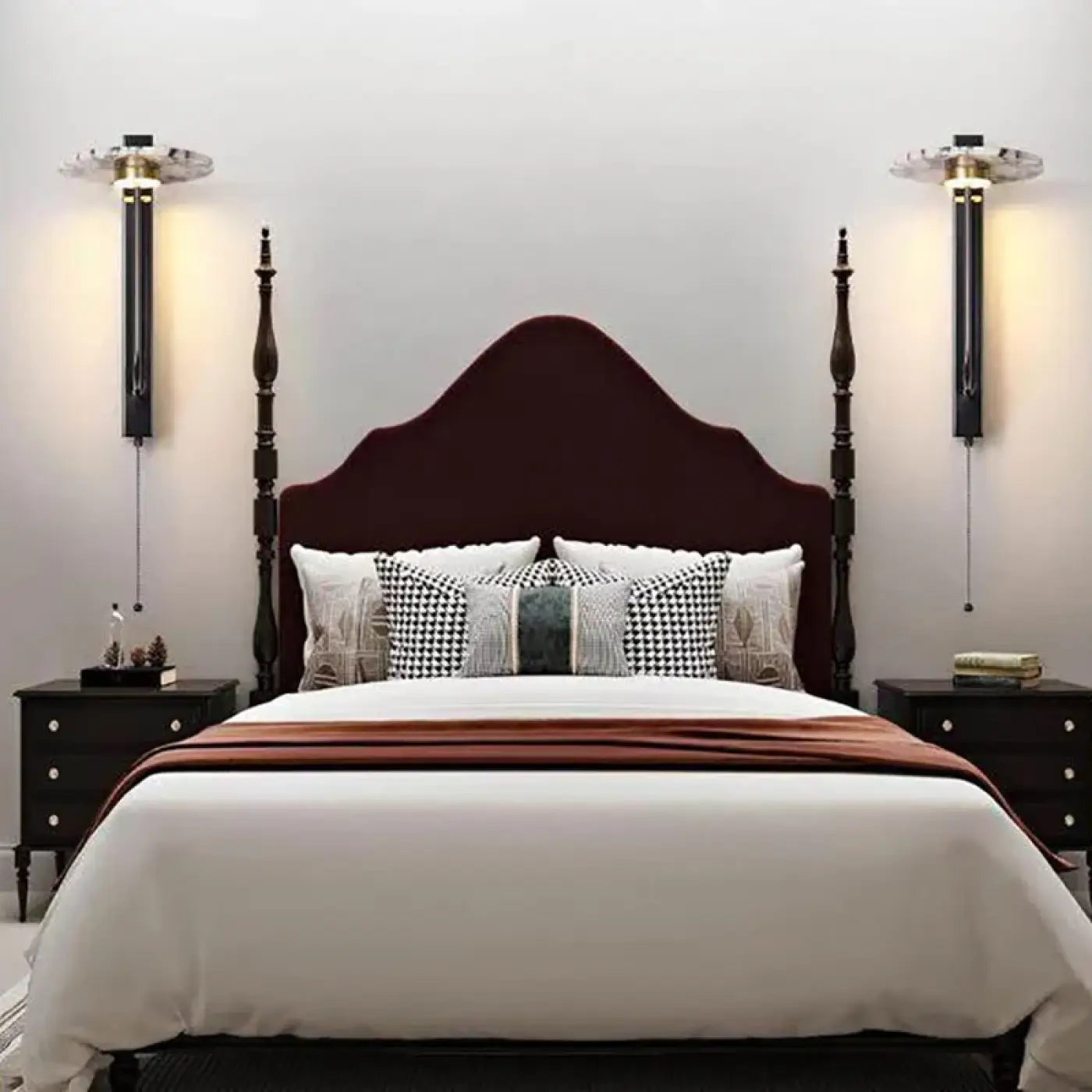 Applique murale LED noire et dorée en métal et marbre — vue 1