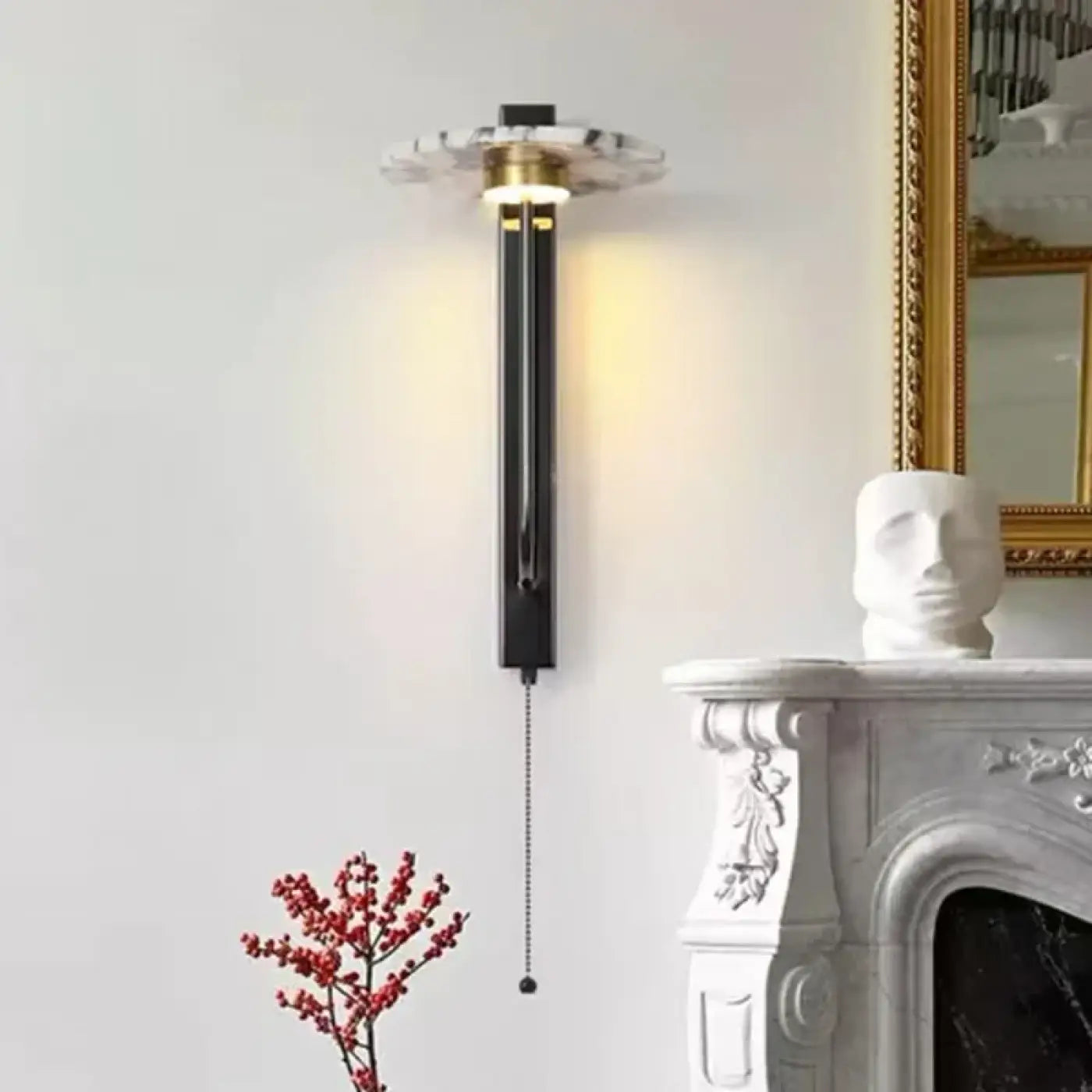 Applique murale LED noire et dorée en métal et marbre — vue 3