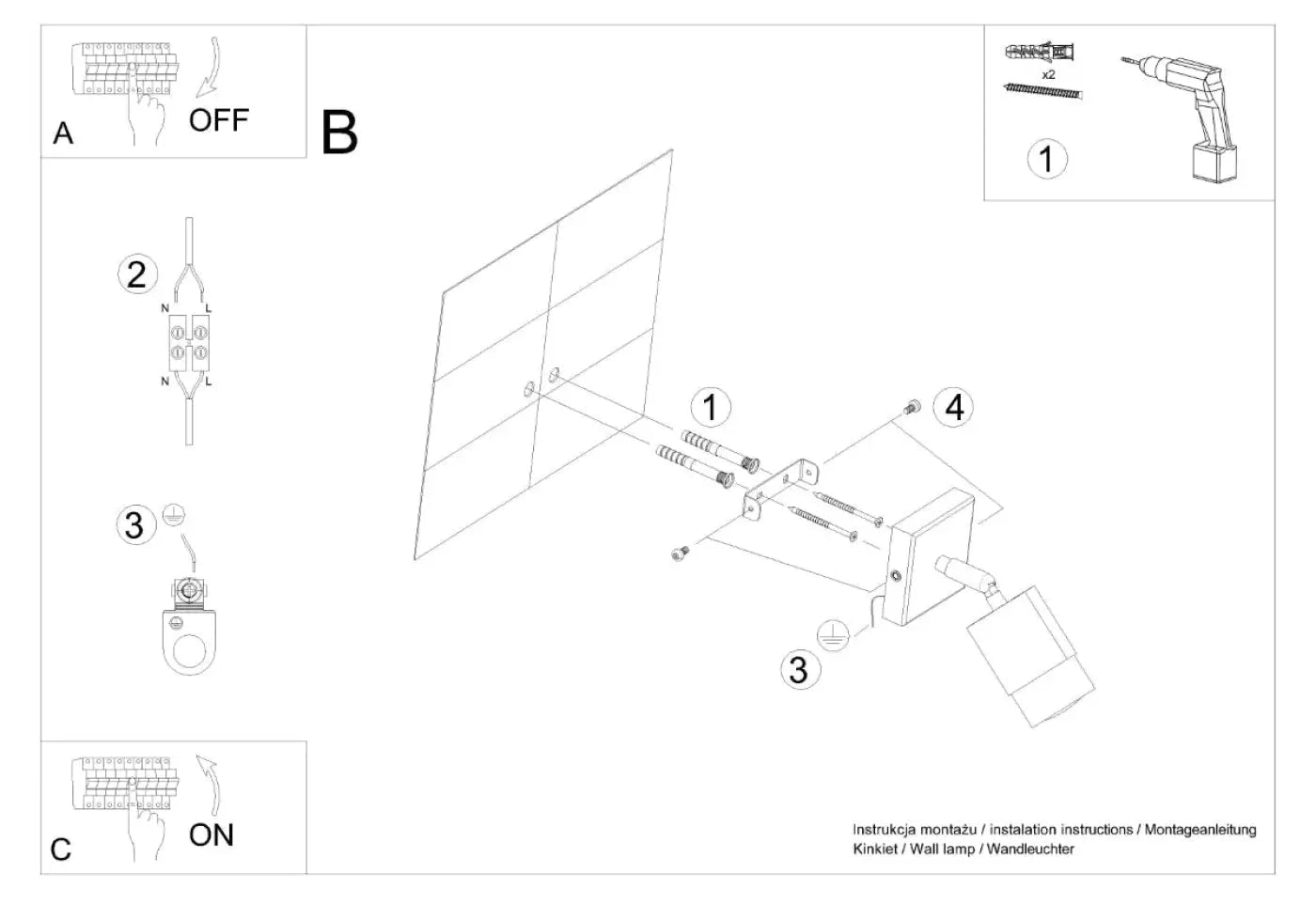 Applique murale LED noire et dorée spot orientable — vue 8