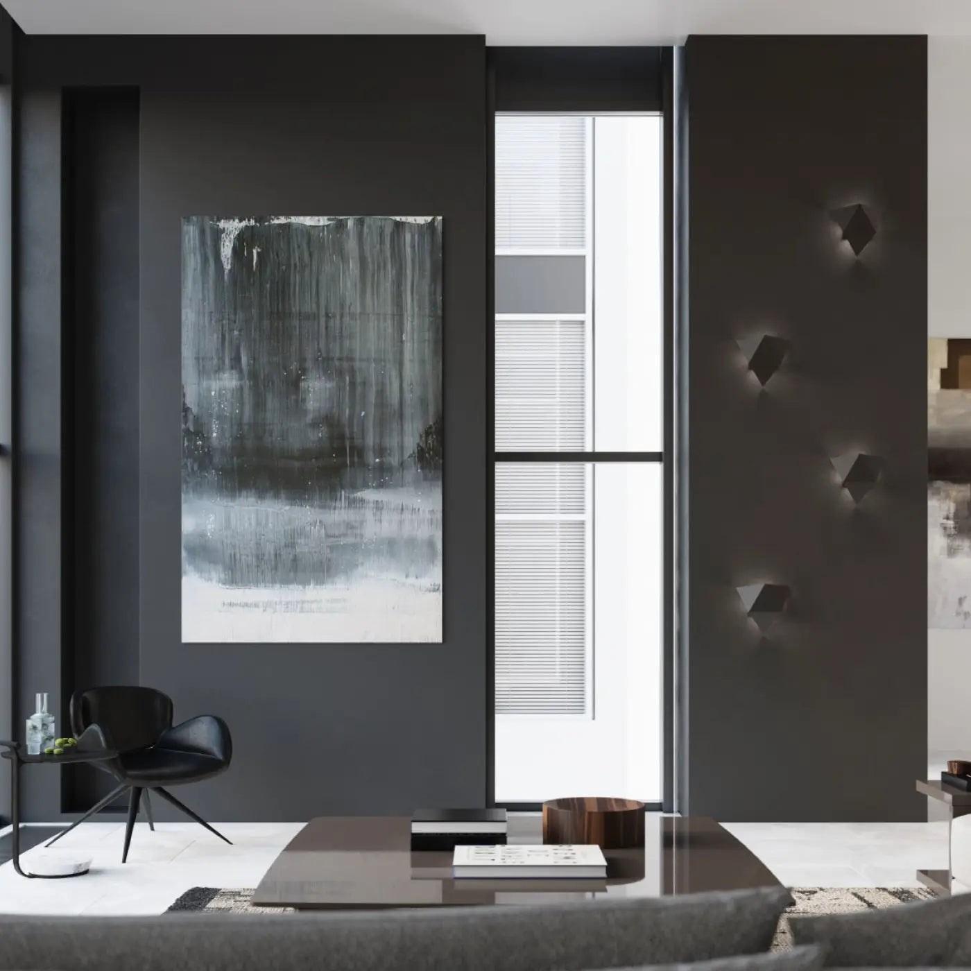 Applique murale LED noire géométrique facettée en acier — vue 5