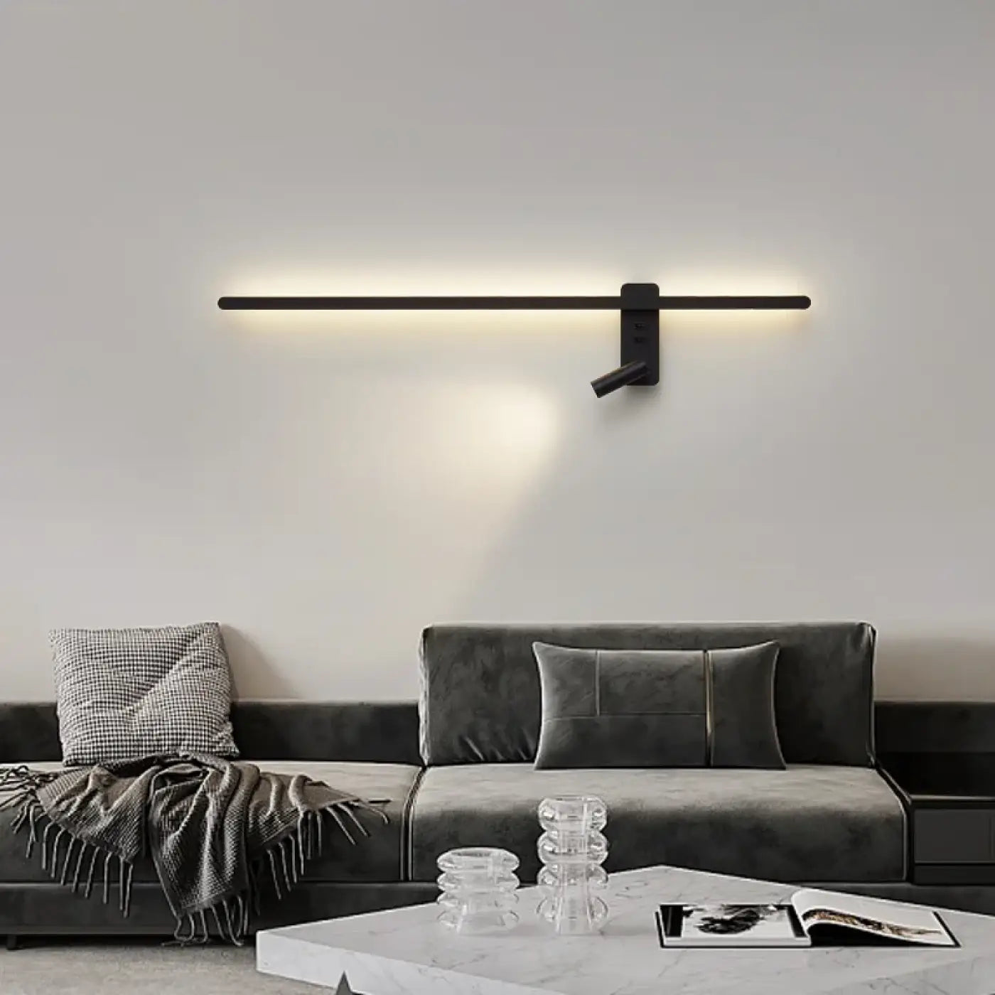 Applique murale LED noire linéaire minimaliste — vue 3