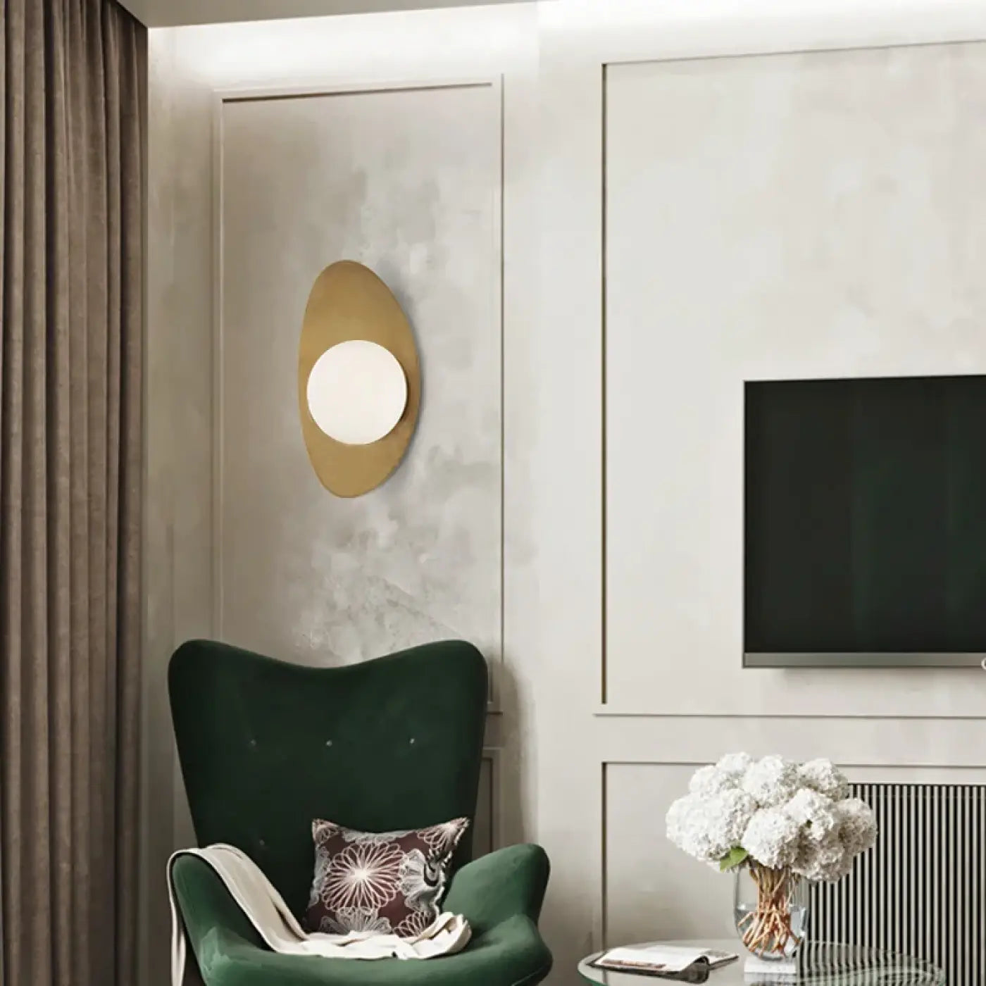 Applique murale LED ovale dorée en aluminium design — vue 5