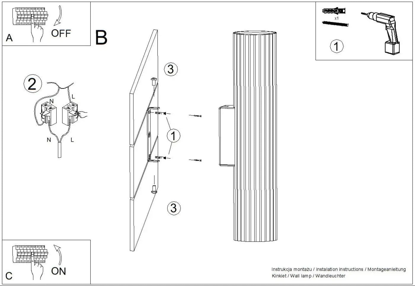 Applique murale LED pêche cannelée à deux faisceaux — vue 3