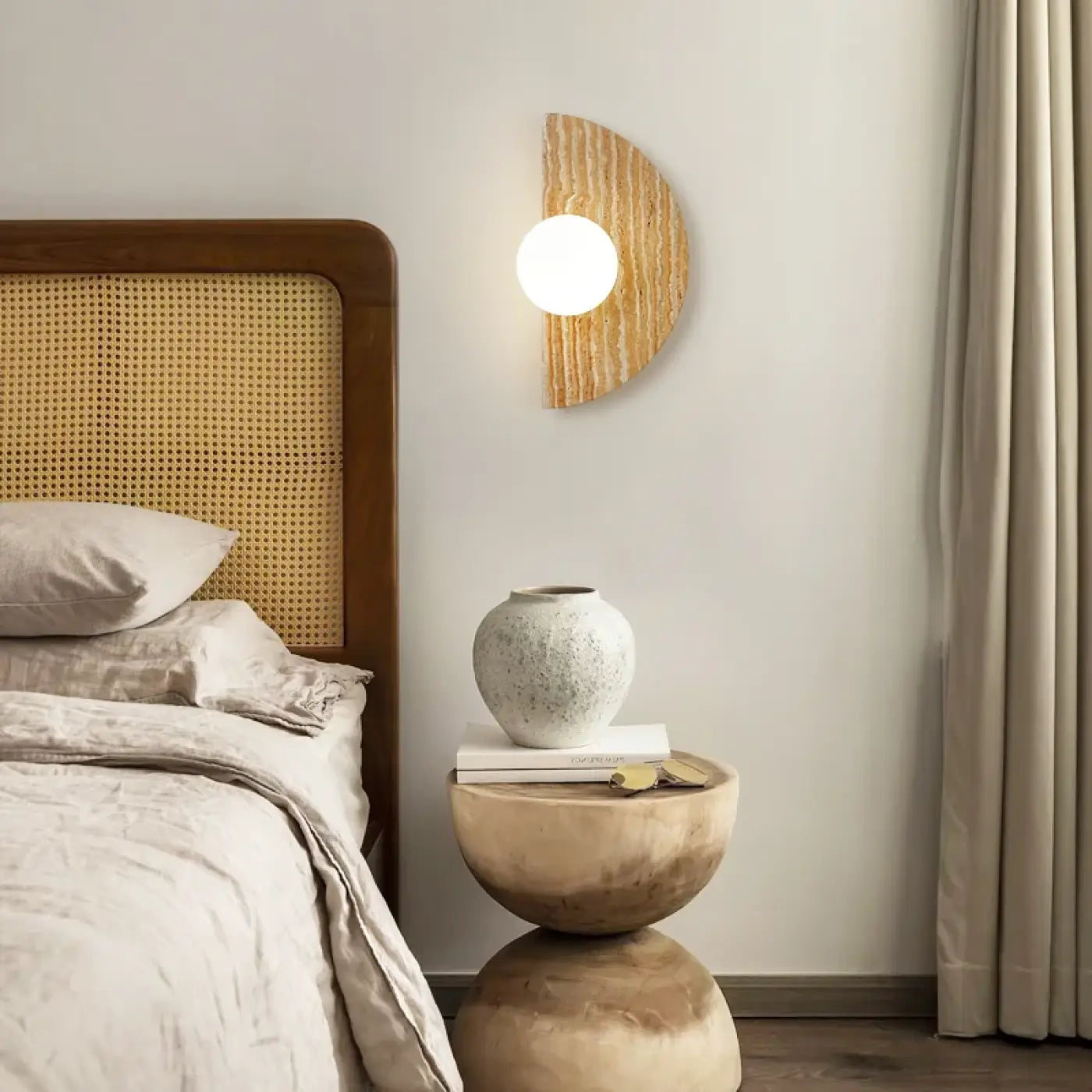 Applique murale LED pierre beige demi-cercle design — vue 4
