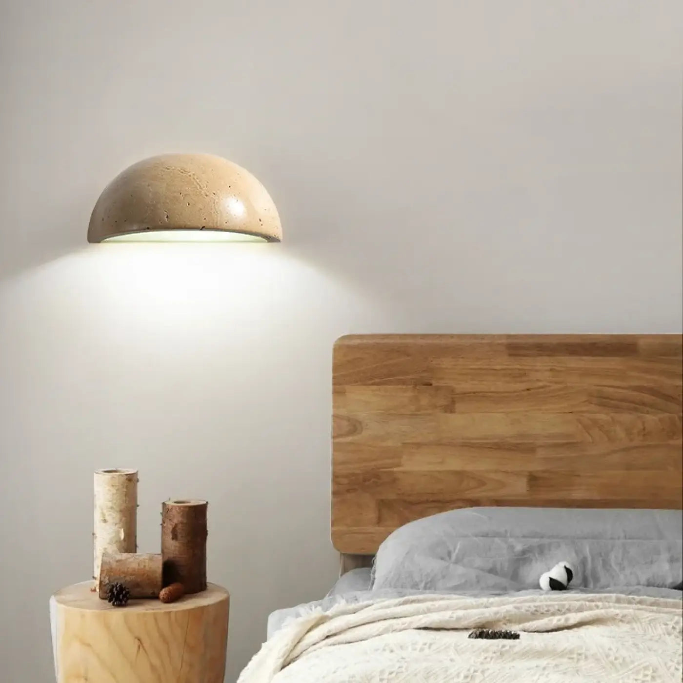 Applique murale LED pierre beige demi-sphère minimaliste — vue 1