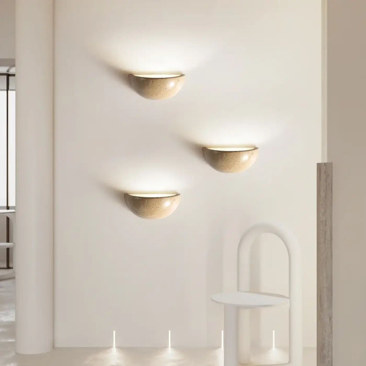 Applique murale LED pierre beige demi-sphère minimaliste — vue 3