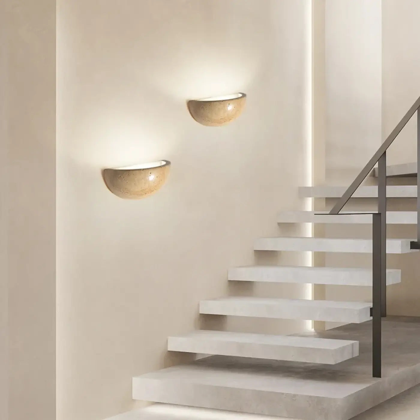 Applique murale LED pierre beige demi-sphère minimaliste — vue 4
