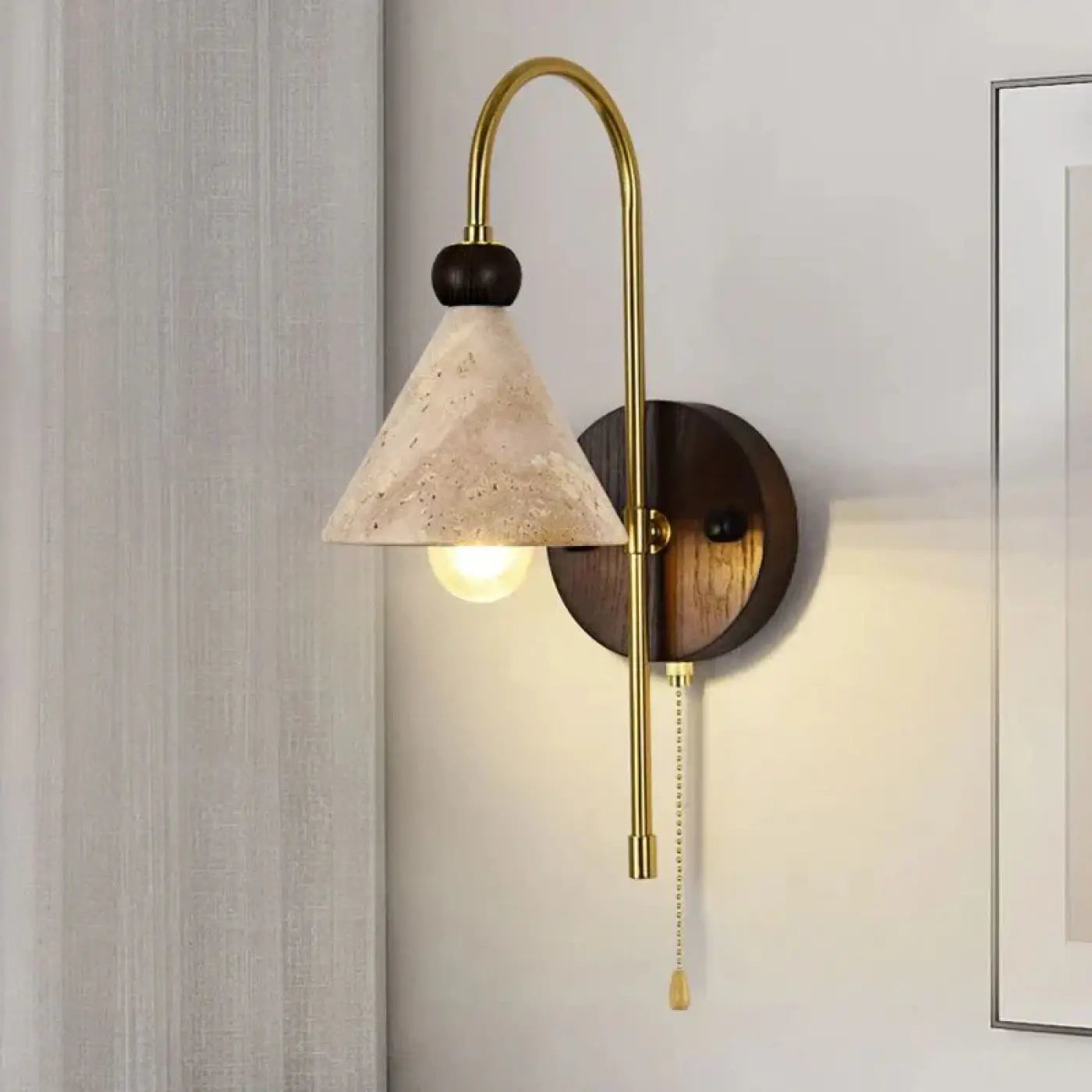 Applique murale LED pierre bois et doré scandinave — vue 2