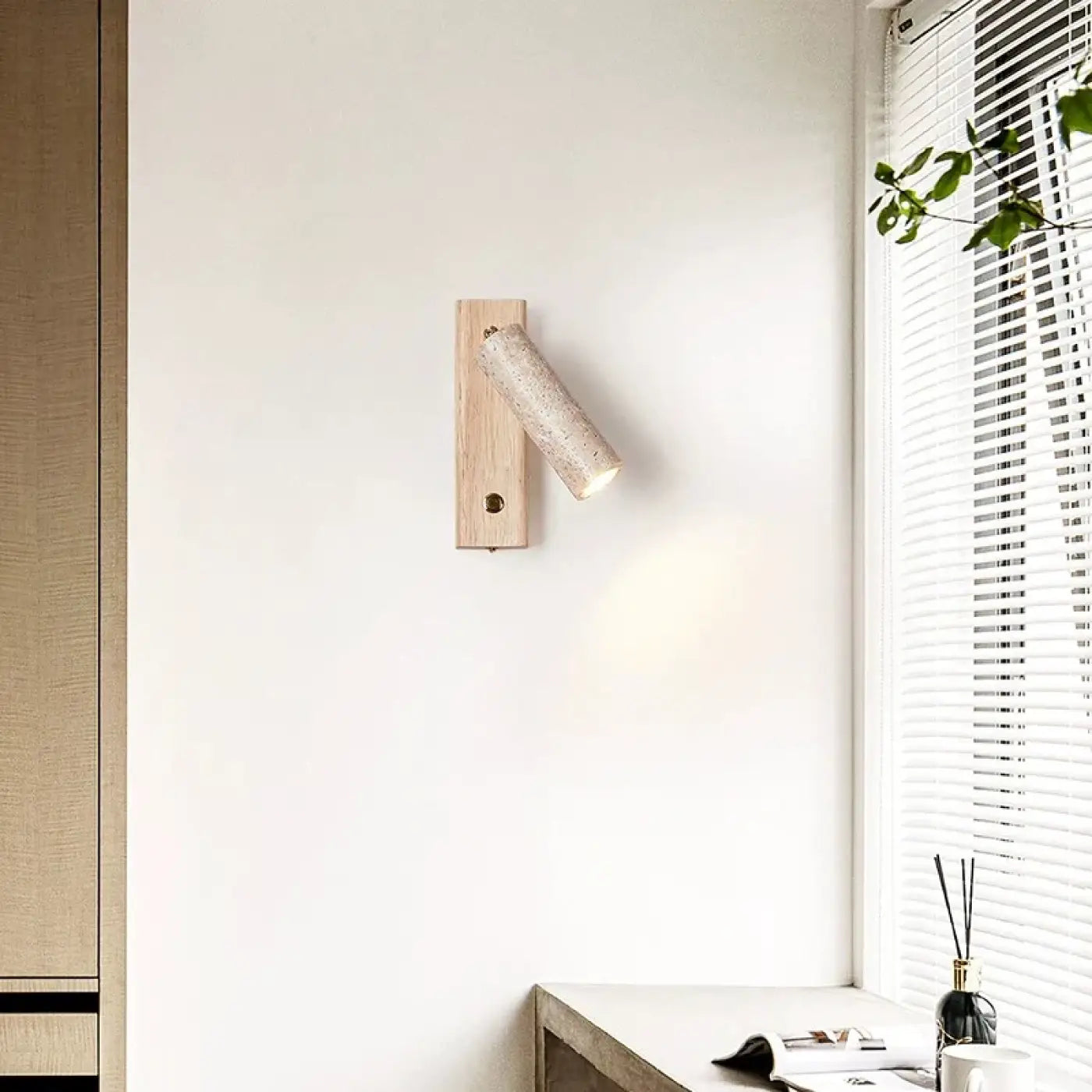 Applique murale LED pierre et bois beige compacte 3 W — vue 1