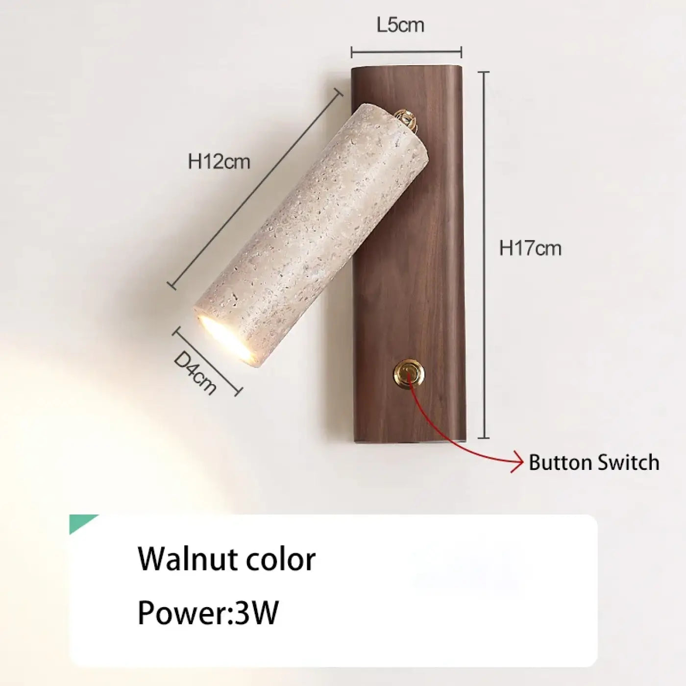 Applique murale LED pierre et bois beige compacte 3 W — vue 5