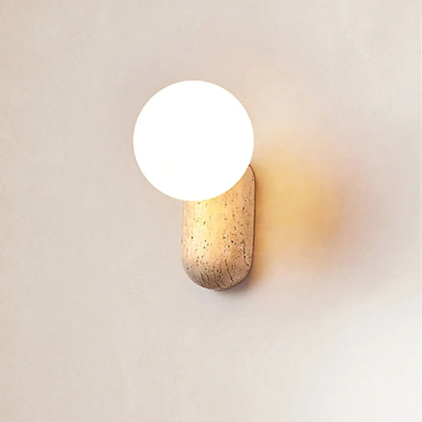 Applique murale LED pierre naturelle beige globe rond — vue 1