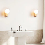 Applique murale LED pierre naturelle beige globe rond — vue 3