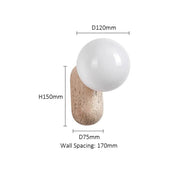 Applique murale LED pierre naturelle beige globe rond — vue 6