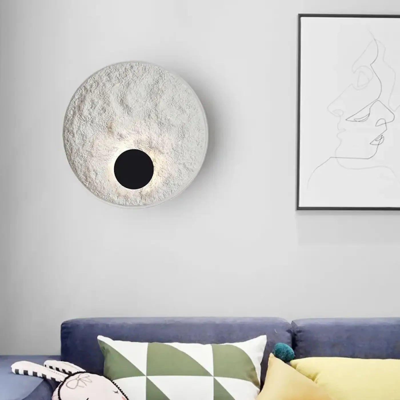 Applique murale LED ronde blanche effet éclipse — vue 2