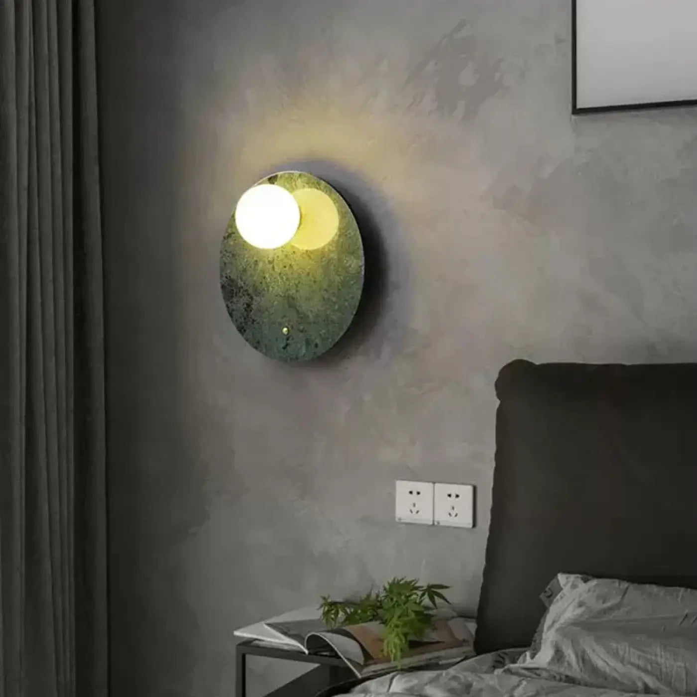 Applique murale LED ronde effet marbre et globe en verre — vue 6
