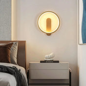 Applique murale LED ronde en bois beige scandinave — vue 3