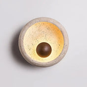 Applique murale LED ronde en bois et pierre beige design — vue 9