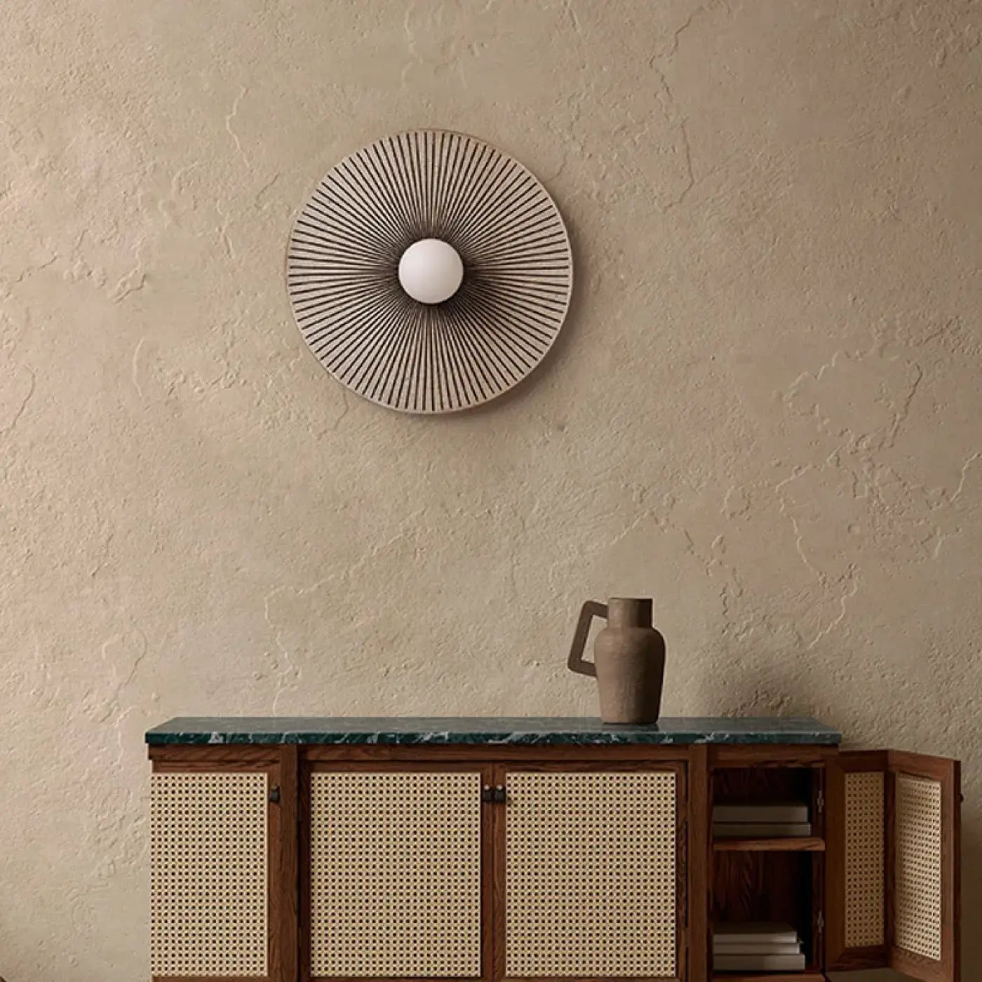 Applique murale LED ronde en bois vintage IP65 — vue 1
