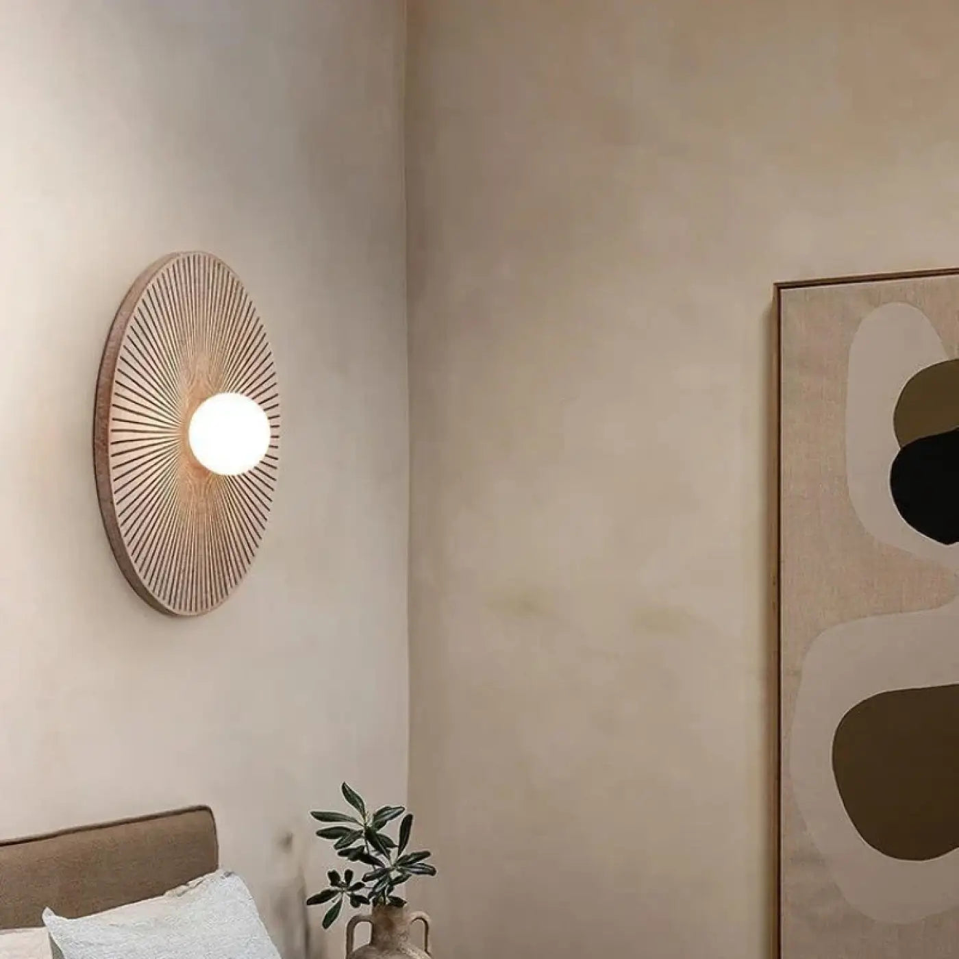 Applique murale LED ronde en bois vintage IP65 — vue 2