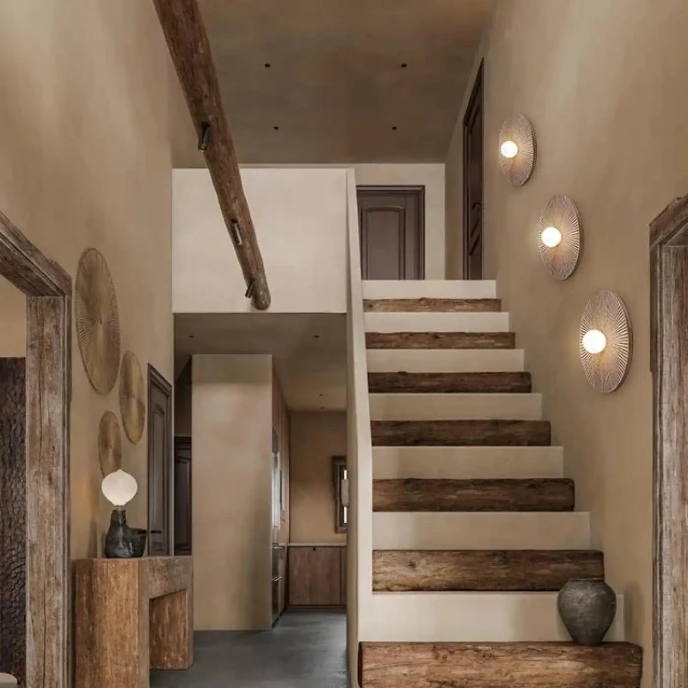 Applique murale LED ronde en bois vintage IP65 — vue 3