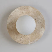 Applique murale LED ronde en marbre blanc et métal — vue 2