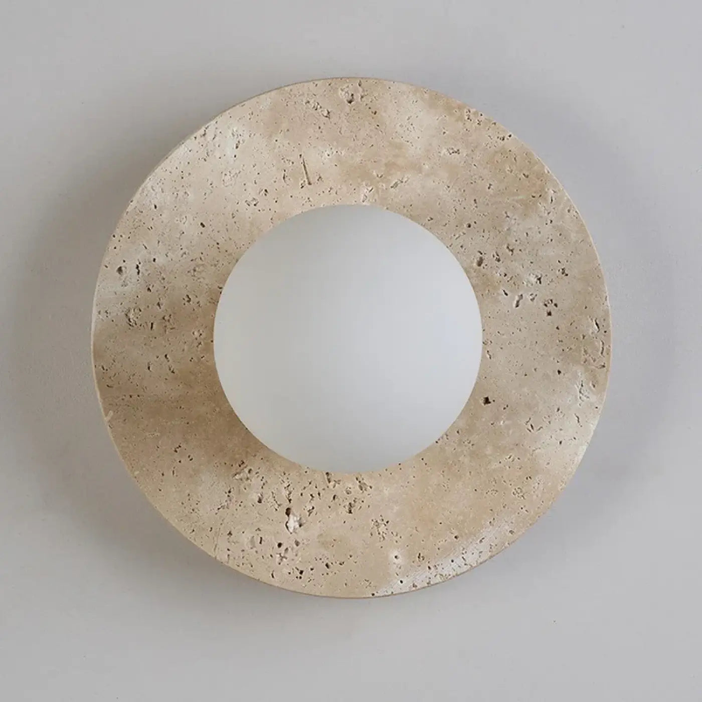Applique murale LED ronde en marbre blanc et métal — vue 2