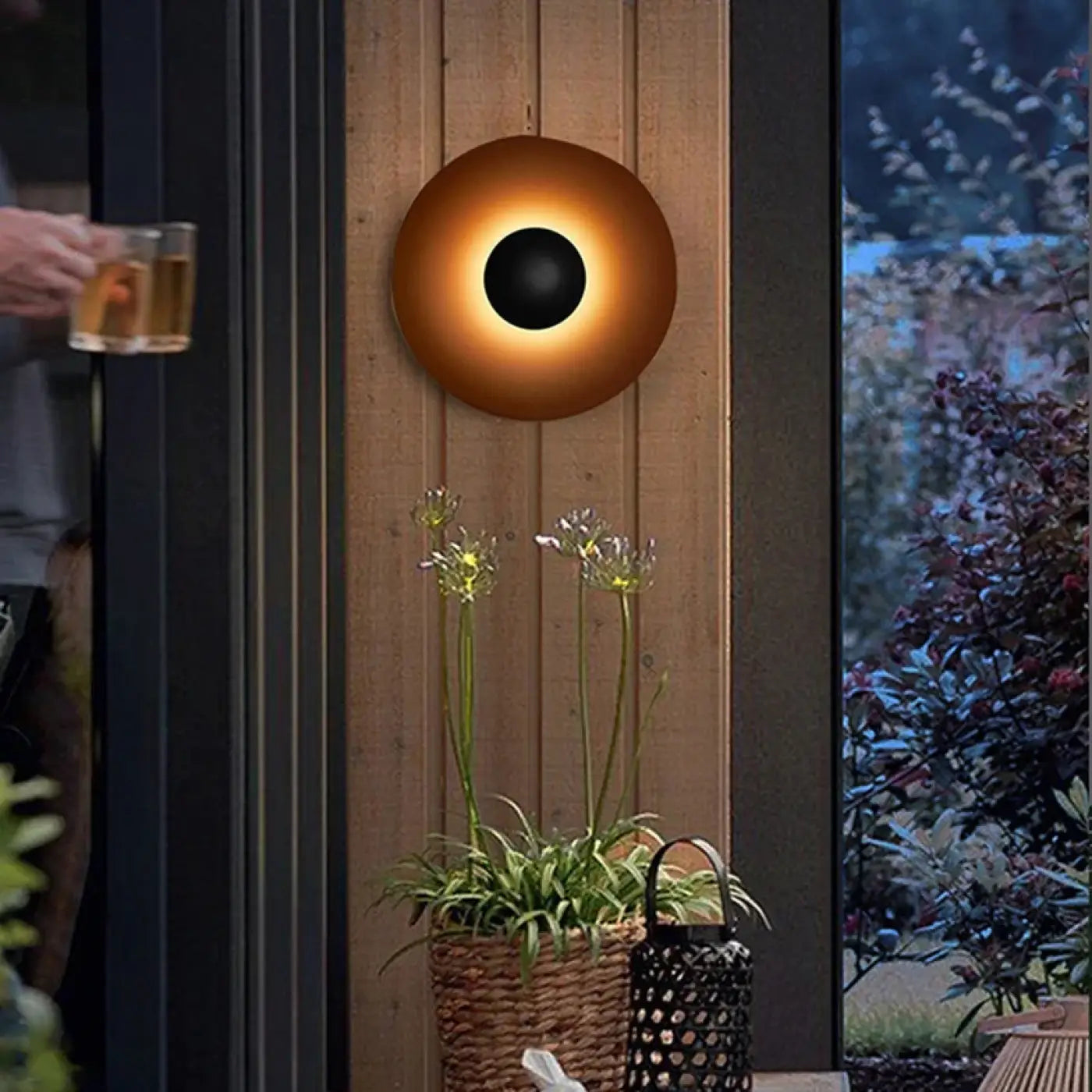 Applique murale LED ronde en métal beige 30 à 45 cm — vue 1
