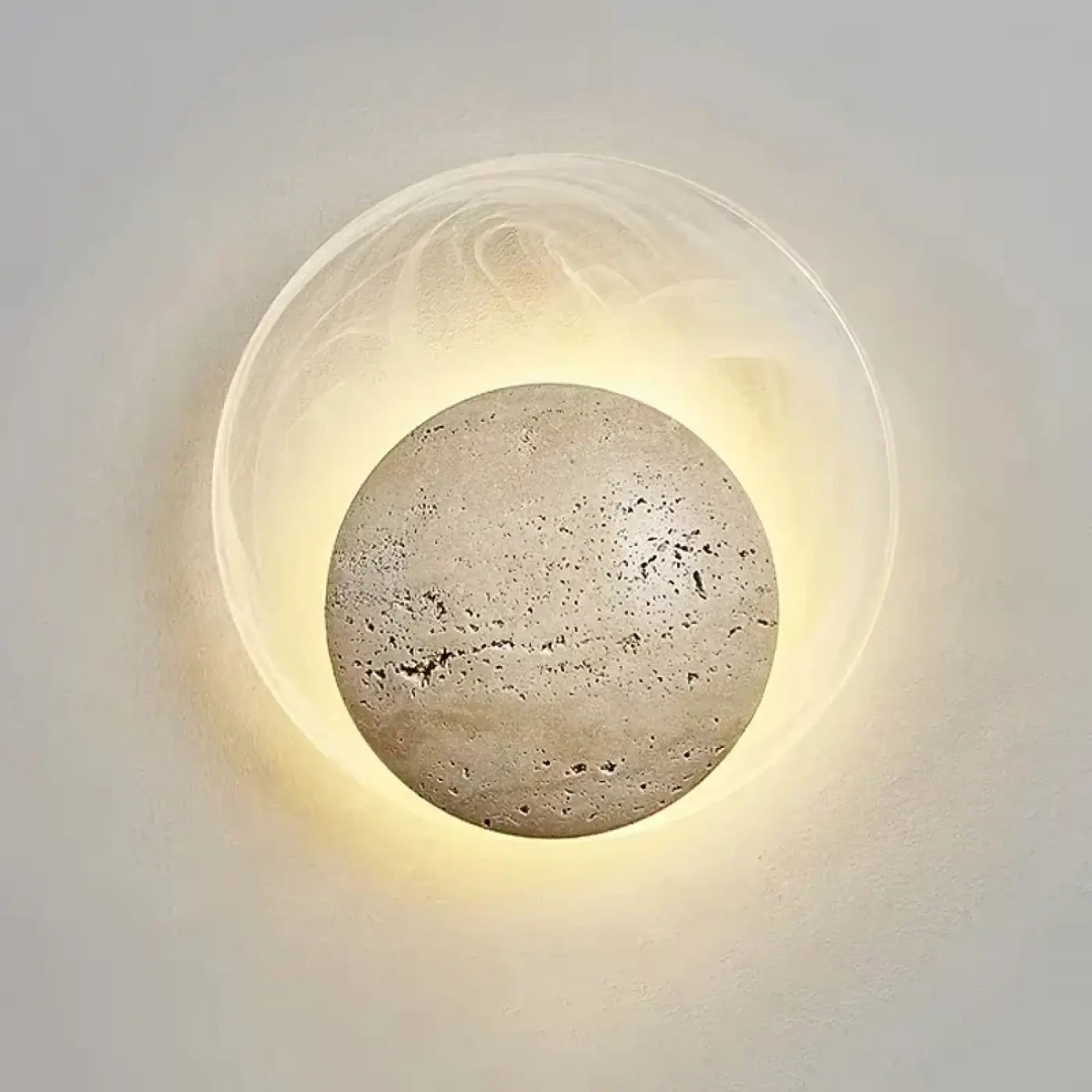 Applique murale LED ronde en pierre beige — vue 6