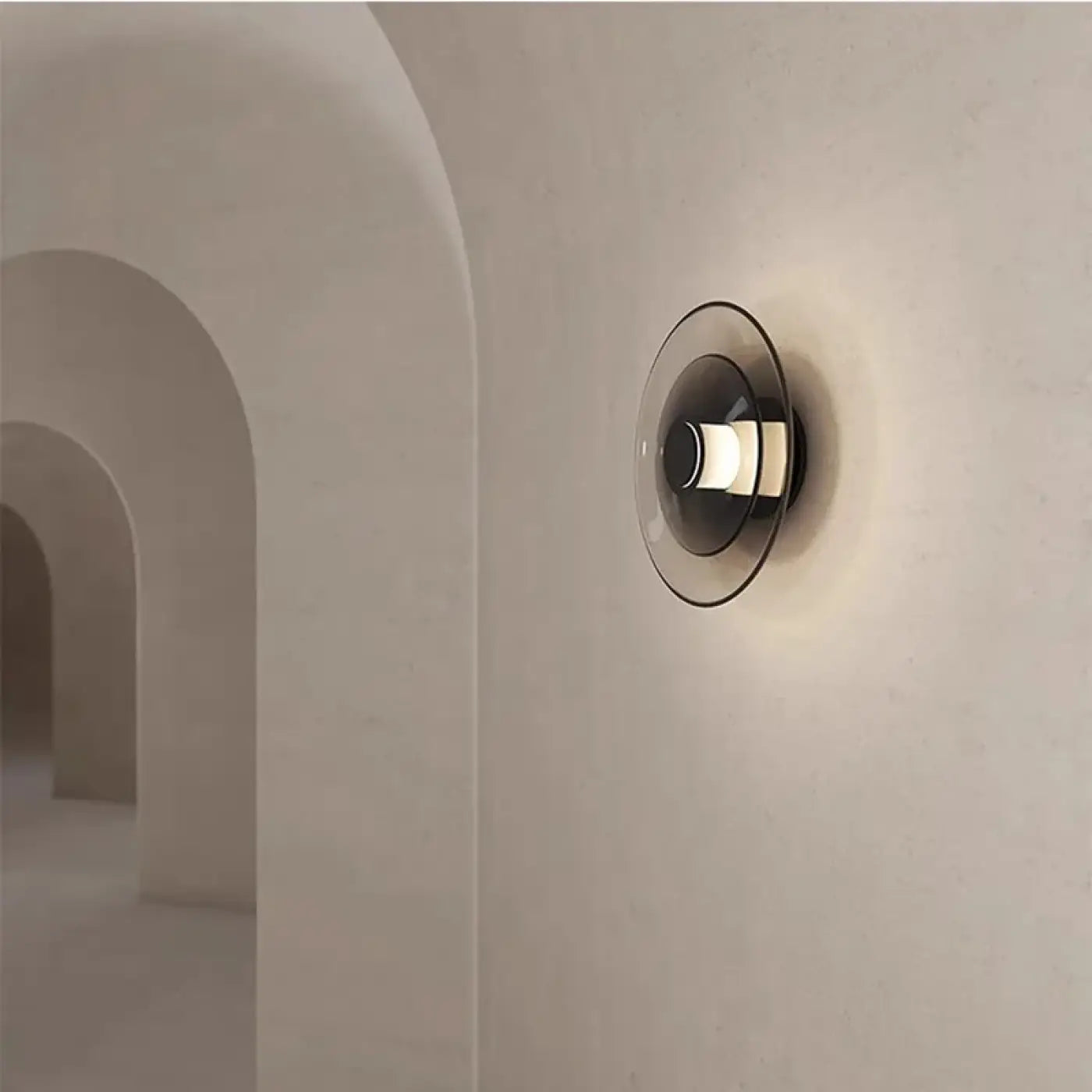 Applique murale LED ronde en verre et métal gris 10 W — vue 1