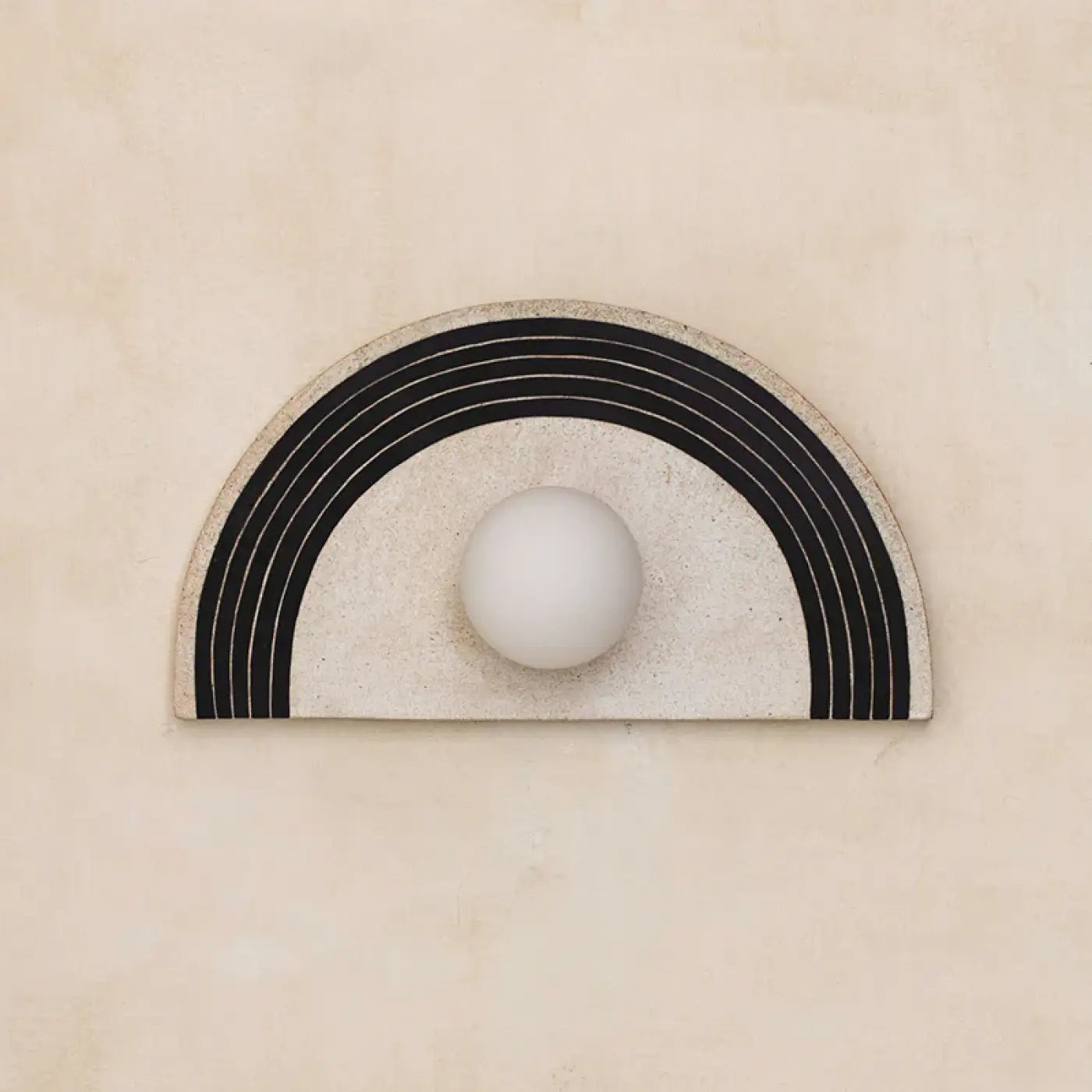 Applique murale LED ronde en verre noir et beige — vue 3