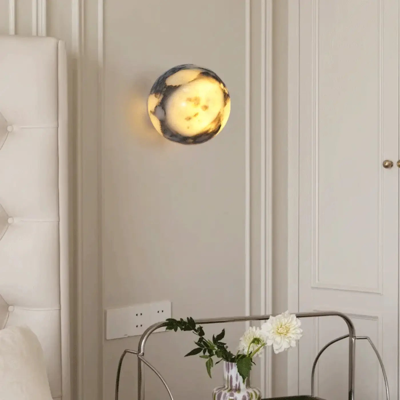 Applique murale LED ronde marbre noir IP65 — vue 1