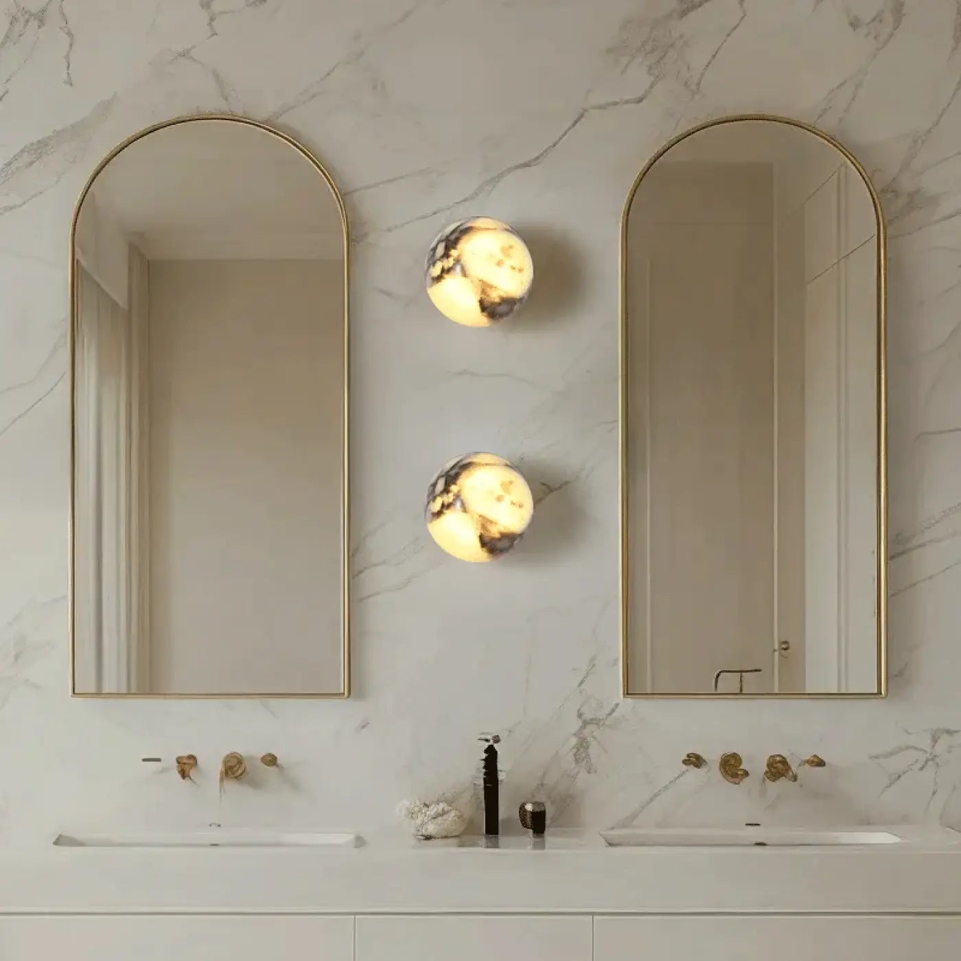 Applique murale LED ronde marbre noir IP65 — vue 2