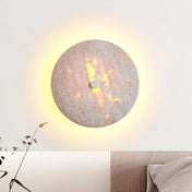 Applique murale LED ronde minérale en pierre beige et métal — vue 5